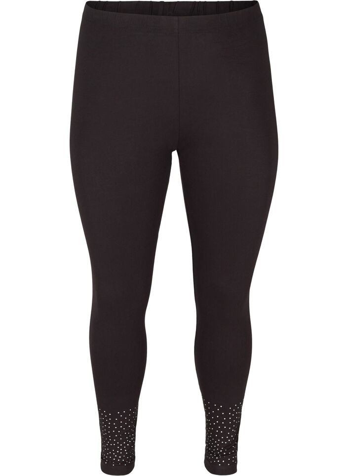 Leggings i viskosemix med dekorative sten, Black, Packshot image number 0