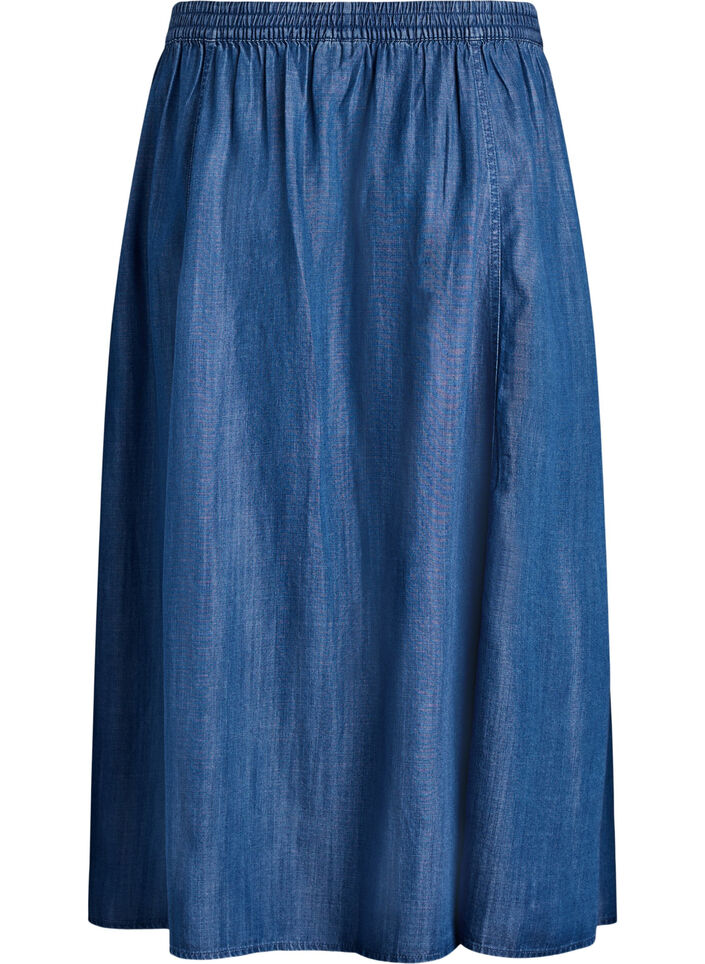 Maxinederdel i lyocell med denimlook, Bl&aring;, Packshot image number 1