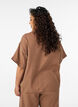 Skjortebluse i bomuldsmusselin med korte &aelig;rmer, Brun, Model image number 2