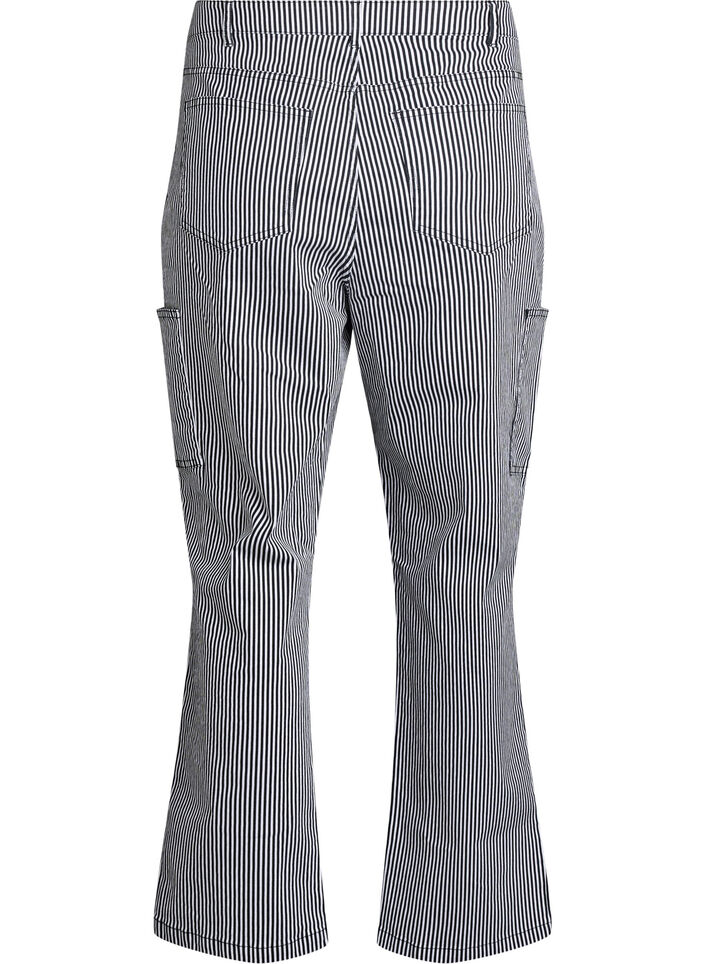 Stribede cargojeans med høj talje, Sort, Packshot image number 1