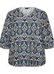 Viskosebluse med m&oslash;nster og 3/4-&aelig;rmer, Bl&aring;, Packshot image number 0