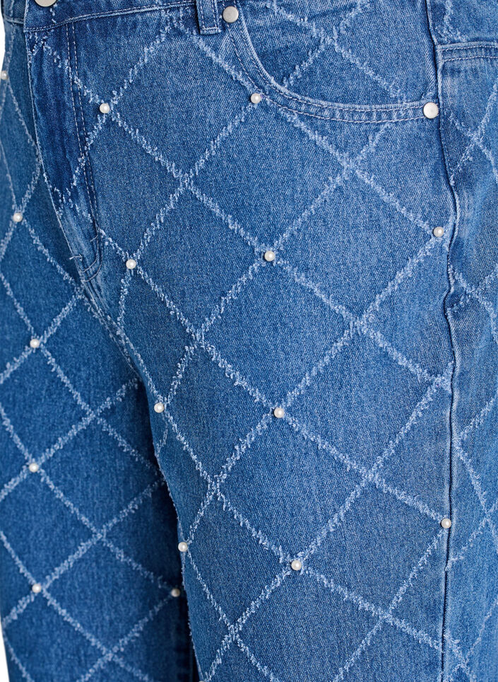 Kiana jeans med h&oslash;j talje og destroy-m&oslash;nster, Bl&aring;, Packshot image number 2