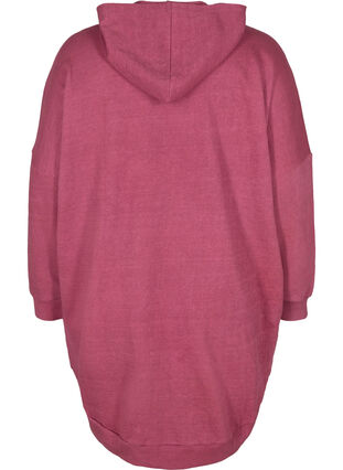 Bomulds sweatshirt med hætte og high-low, Violet Quartz, Packshot image number 1
