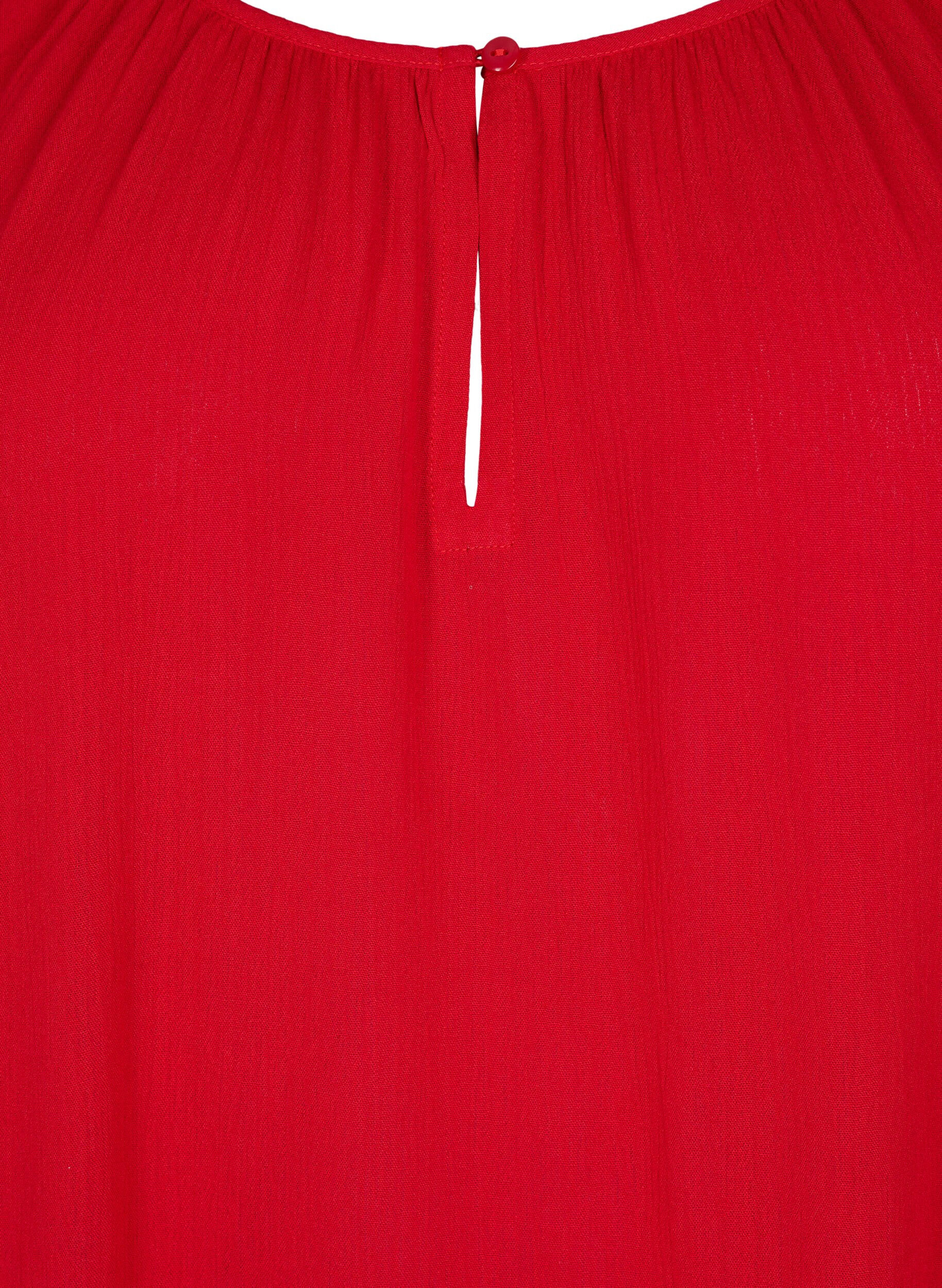 Zizzi Viskosetunika med 3/4 &aelig;rmer, R&oslash;d, Packshot image number 2