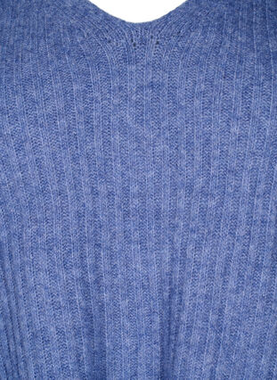 Strikbluse med slids, Gray Blue Mel., Packshot image number 2
