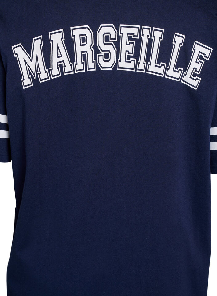 Kort t-shirtkjole med sporty detaljer, Blå, Packshot image number 3