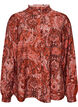 Bluse i viskose med paisleyprint og fl&aelig;ser, Orange, Packshot image number 0