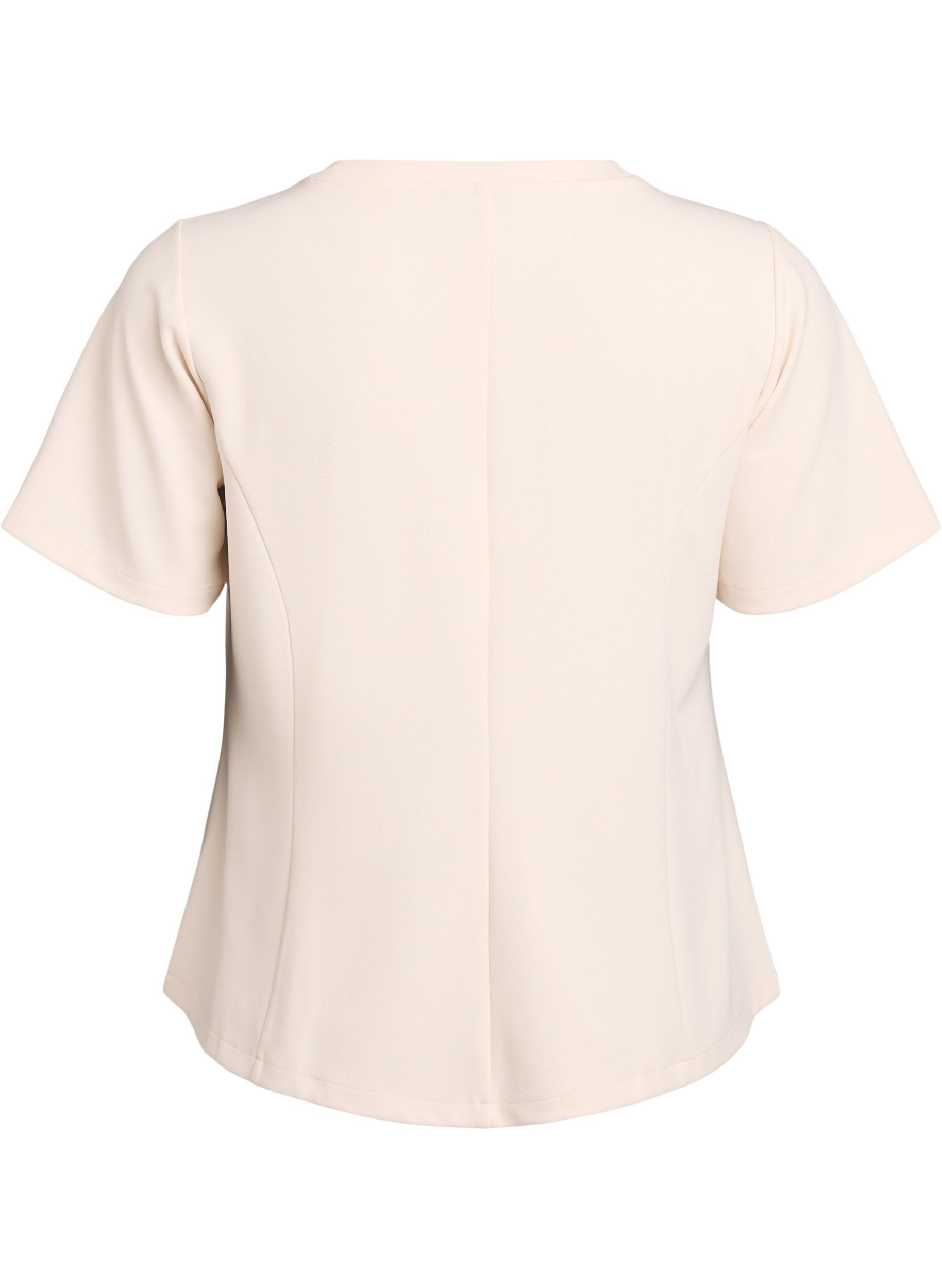 Zizzi Kort&aelig;rmet bluse med formsyede indsnit, Beige, Packshot image number 1