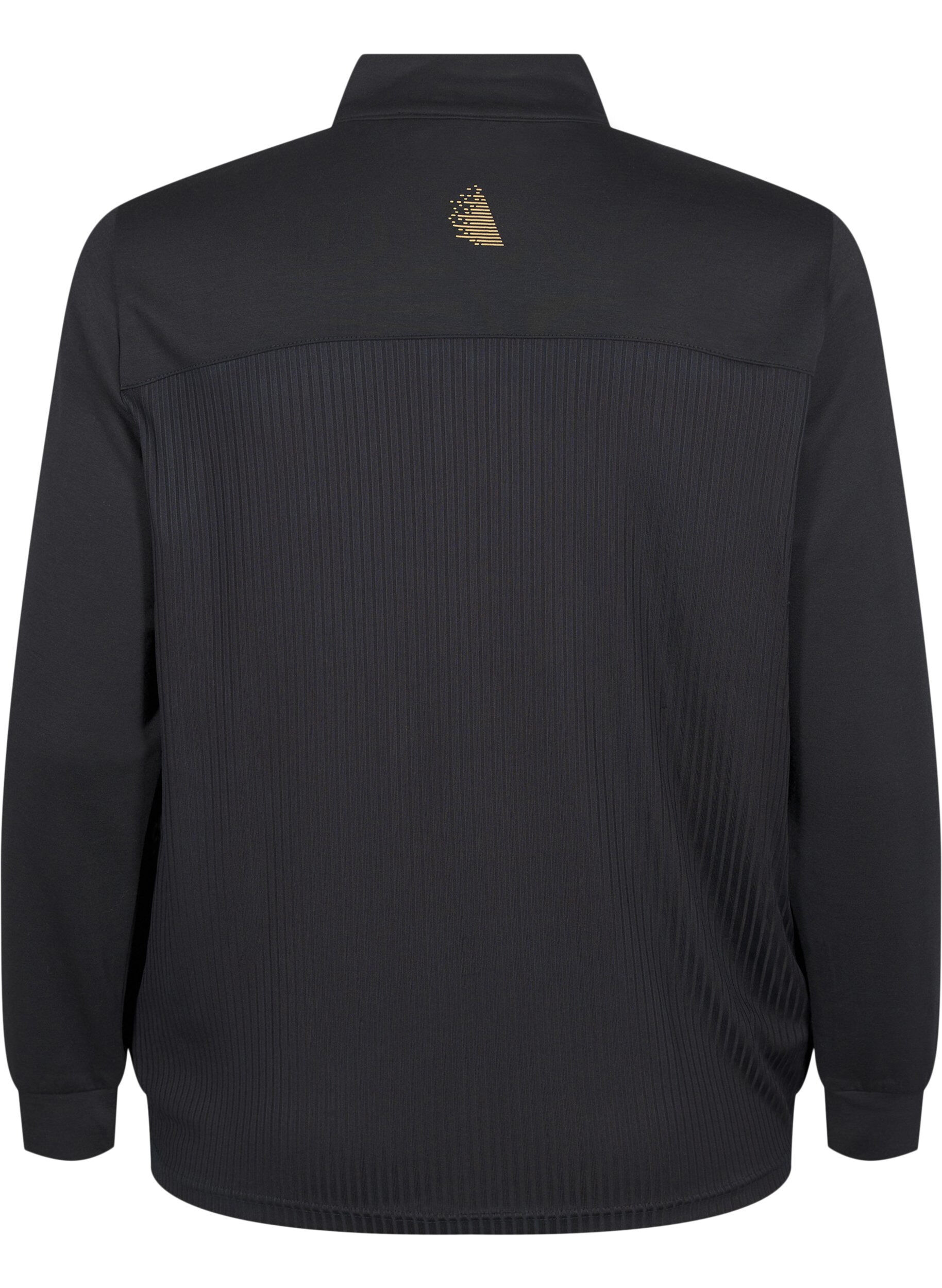 Zizzi Sporty cardigan med lynl&aring;s og lommer, Black, Packshot image number 1