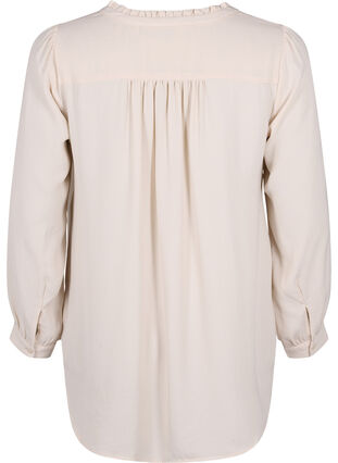 Langærmet bluse med v-udskæring, Warm Off-white, Packshot image number 1