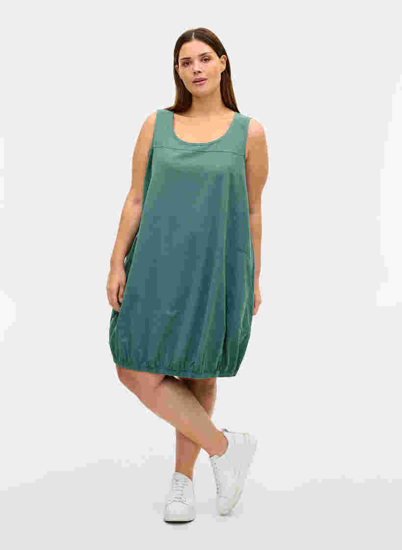Ærmeløs kjole i bomuld, Sea Pine, Model image number 2