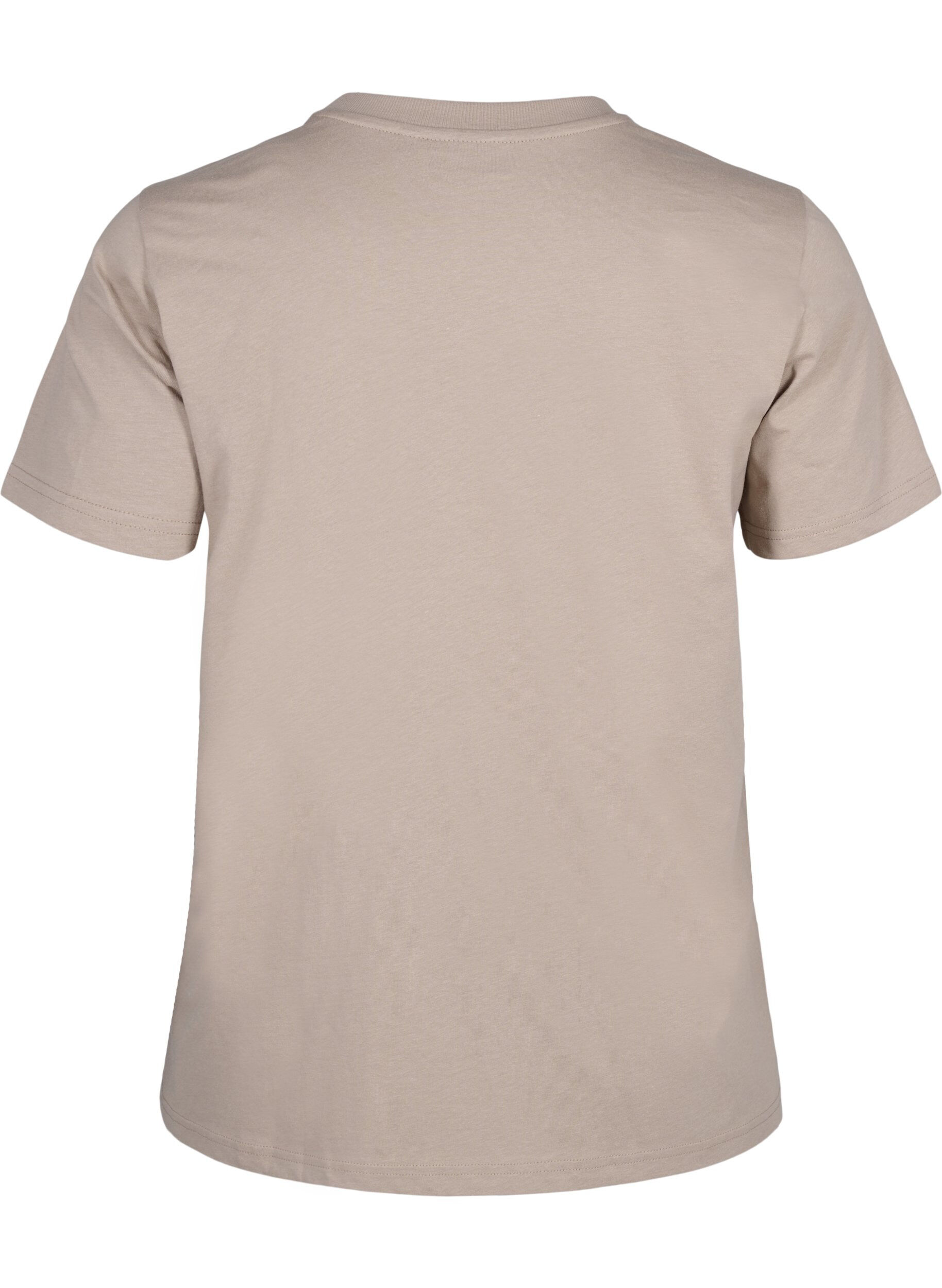ZizziBasis t-shirt i bomuld med rund hals , Beige, Packshot image number 1