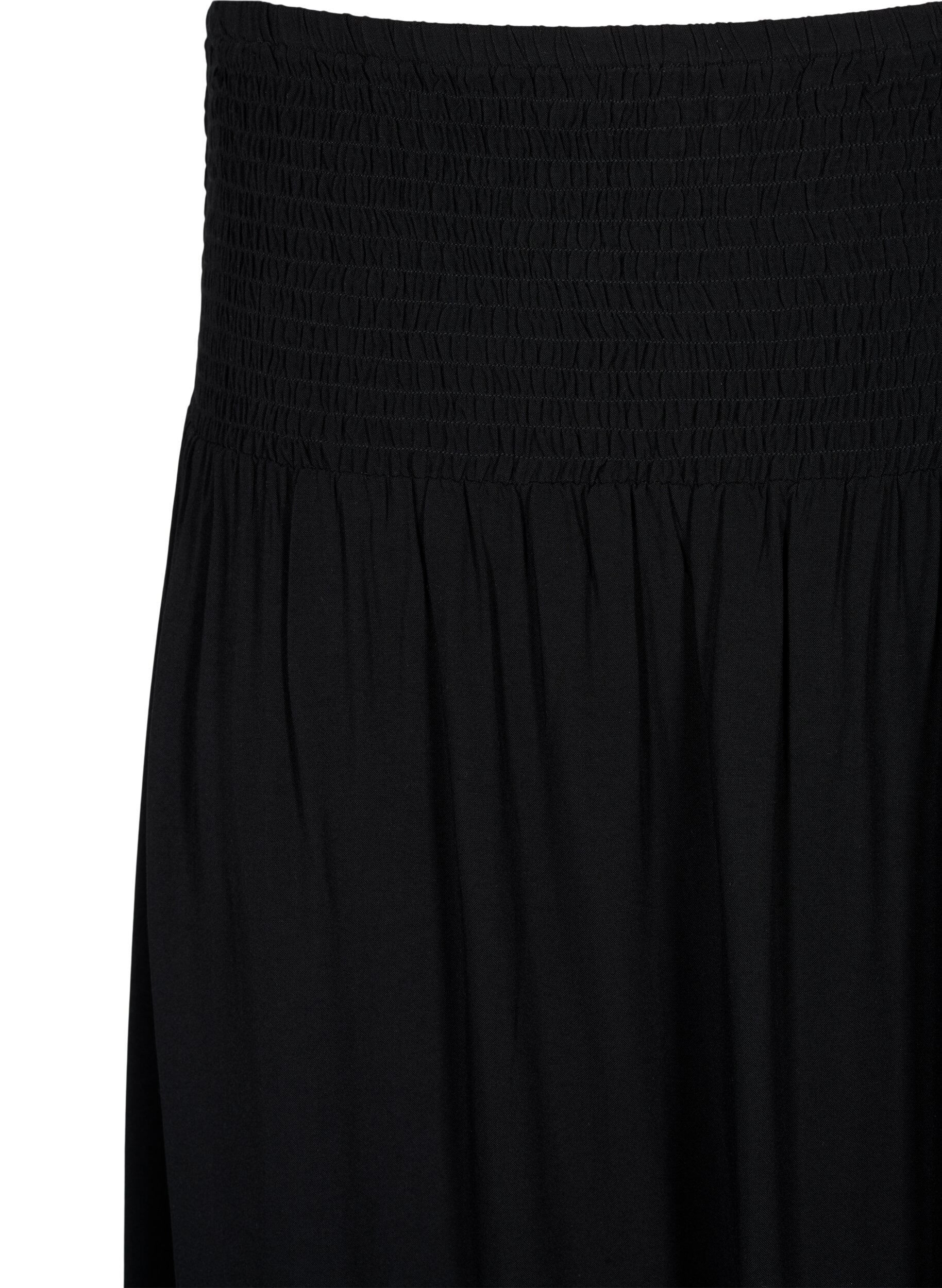 ZizziMaxinederdel i viskose med smock, Sort, Packshot image number 2