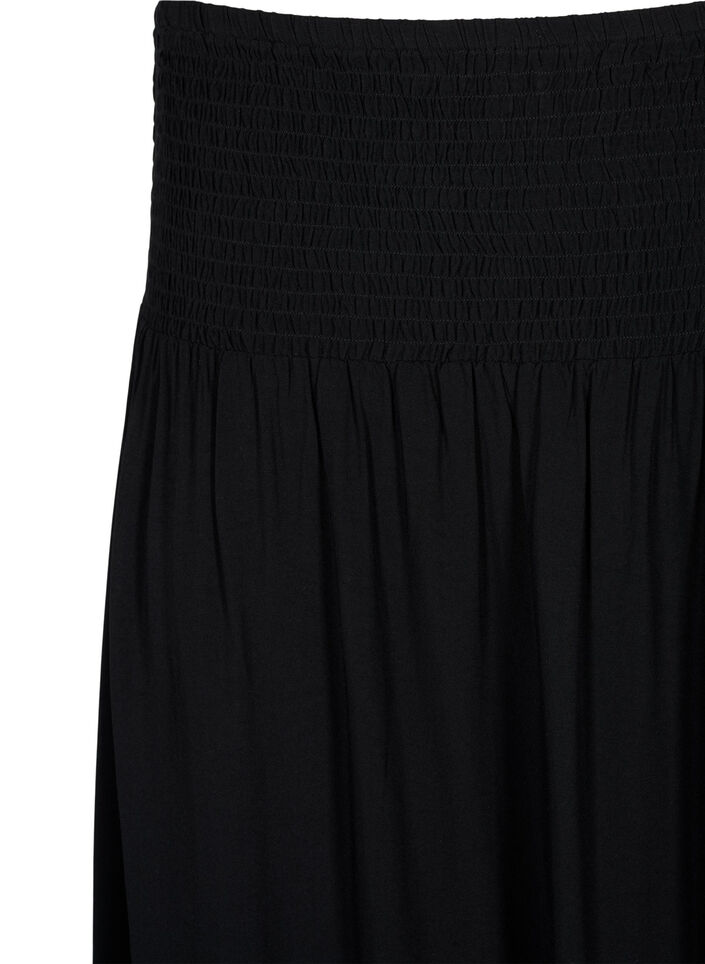 Maxinederdel i viskose med smock, Sort, Packshot image number 2