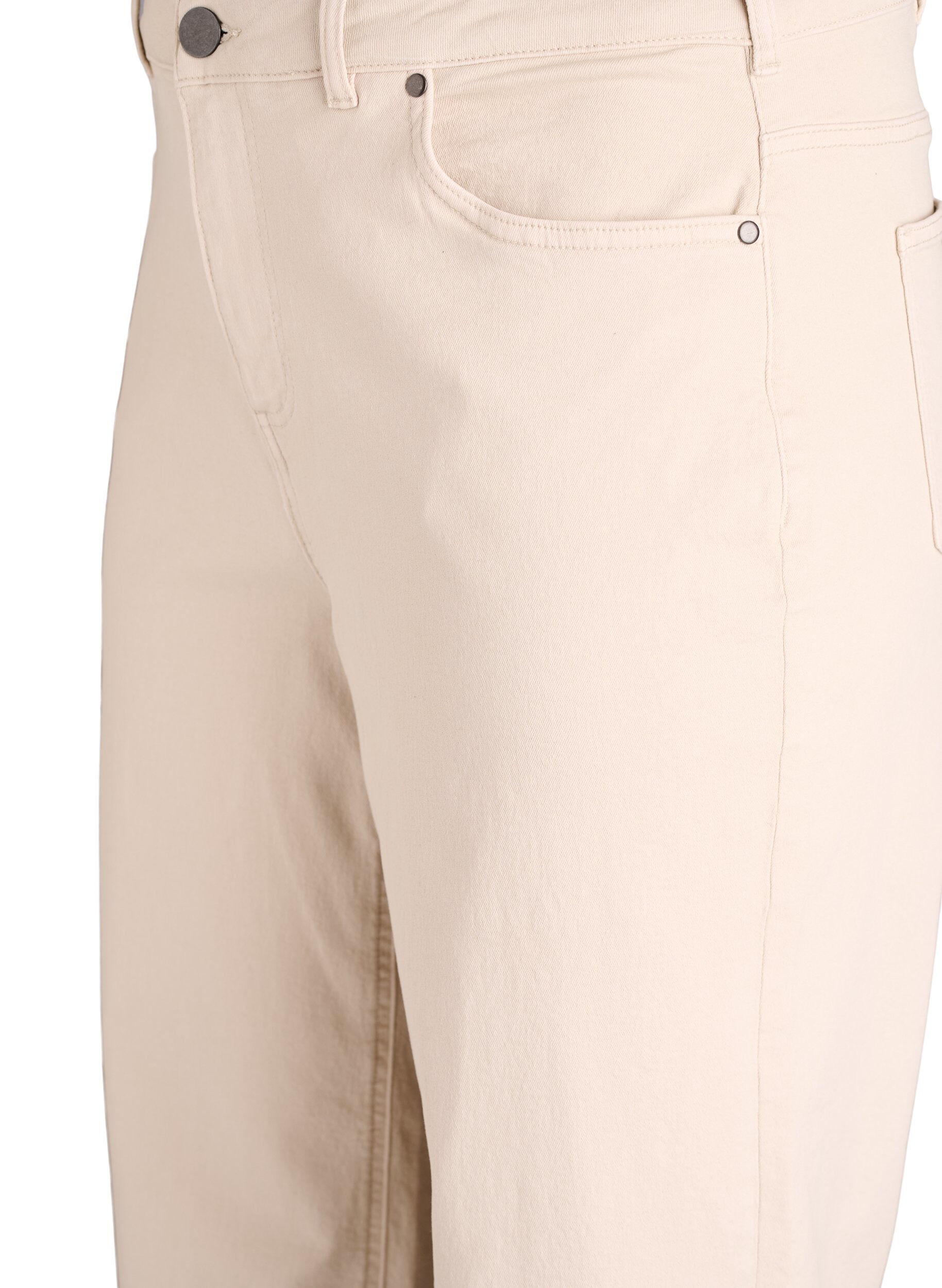 Zizzi Farvede Myra jeans med wide fit og h&oslash;j talje, Vanilla, Packshot image number 2