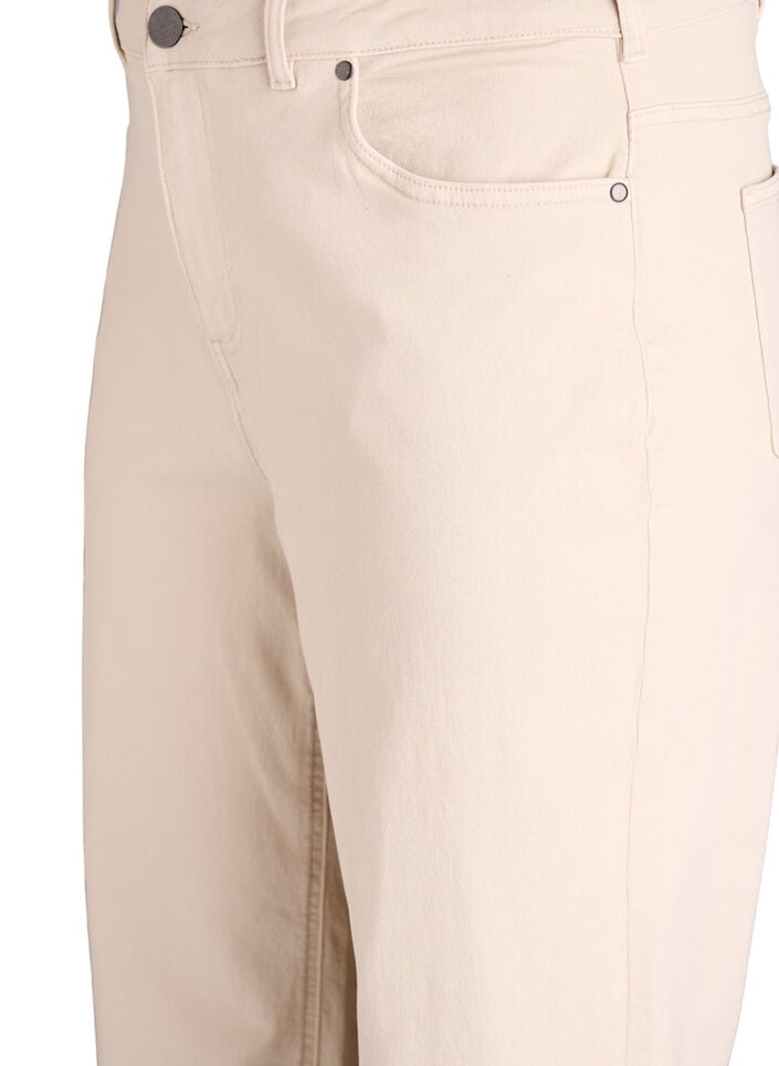 Farvede Myra jeans med wide fit og h&oslash;j talje, Vanilla, Packshot image number 2