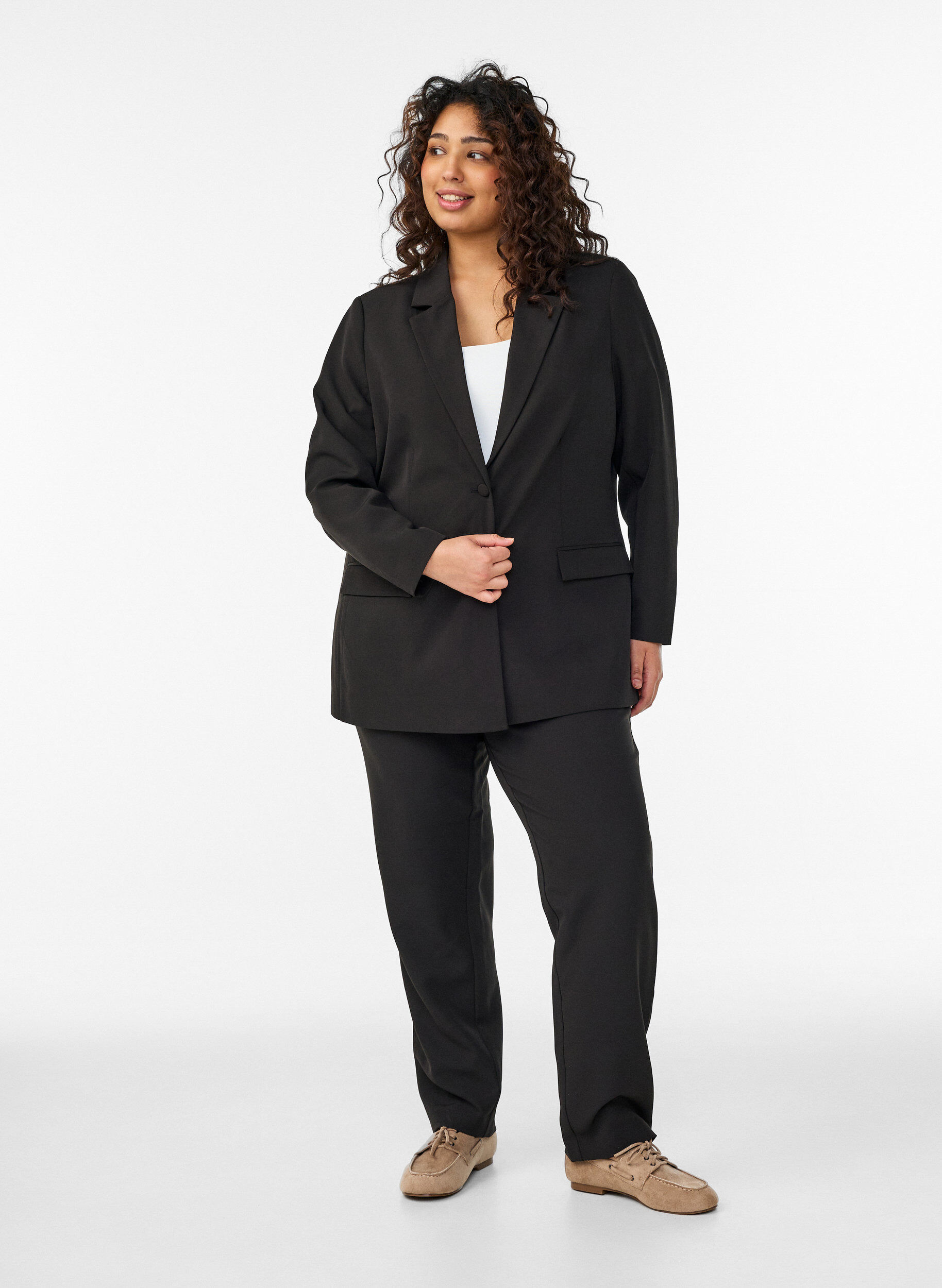 ZizziKlassisk blazer med knaplukning, Sort, Model image number 1