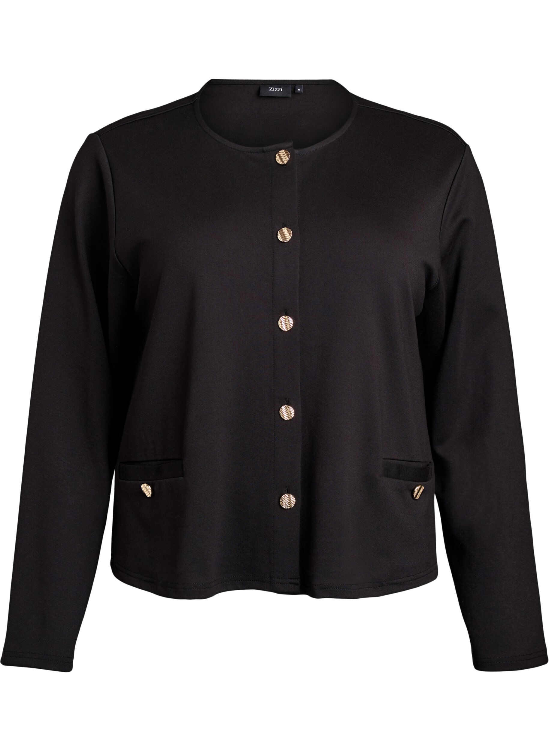 Zizzi Cardigan med dekorative knapper, Sort, Packshot image number 0