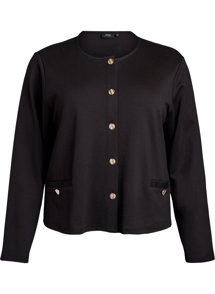 Cardigan med dekorative knapper, Sort, Packshot image number 0