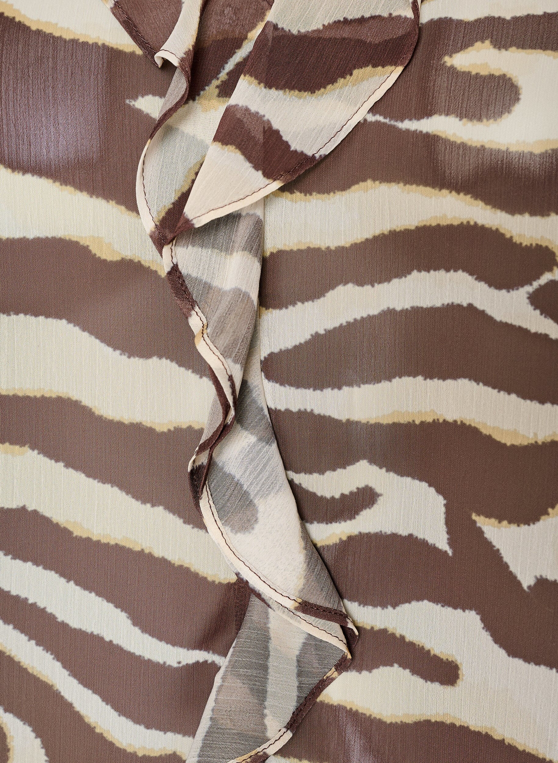 ZizziChiffonbluse med zebram&oslash;nster og fl&aelig;ser, Brun, Packshot image number 3