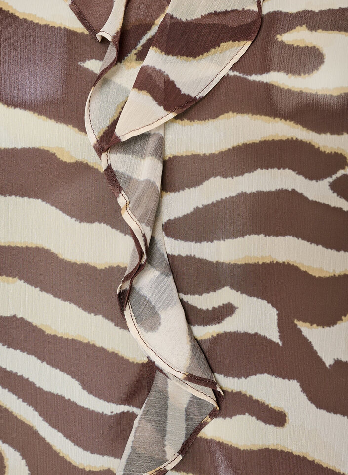 Chiffonbluse med zebram&oslash;nster og fl&aelig;ser, Brun, Packshot image number 3