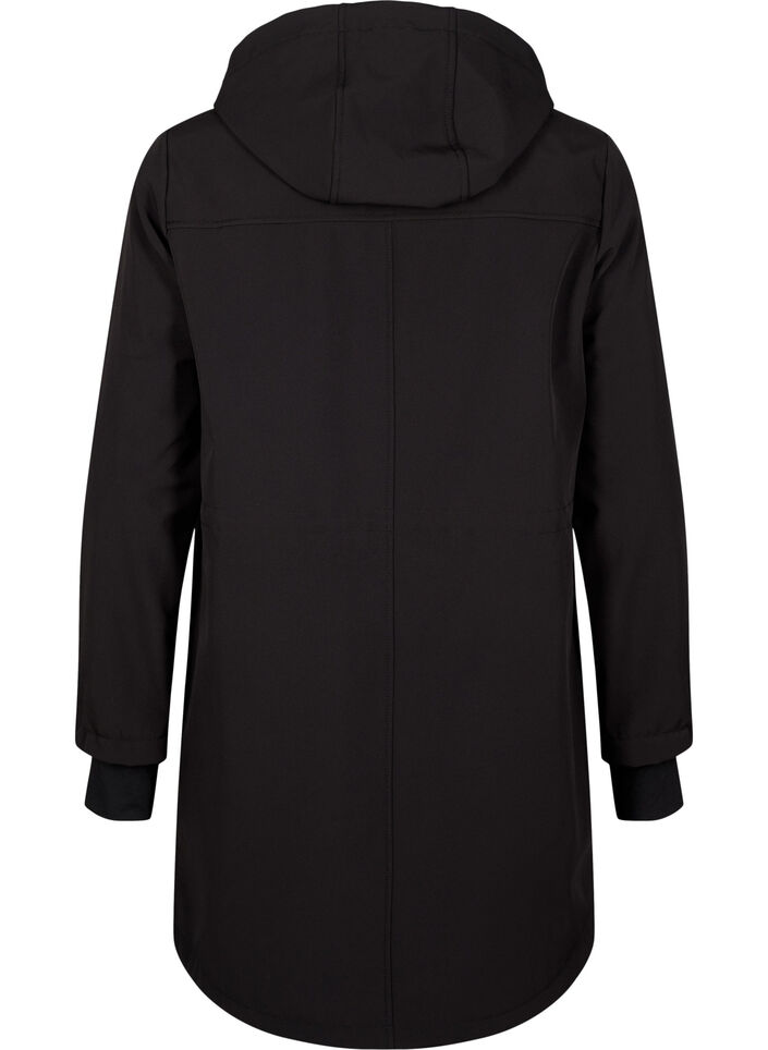 Softshell jakke med aftagelig h&aelig;tte, Sort, Packshot image number 1