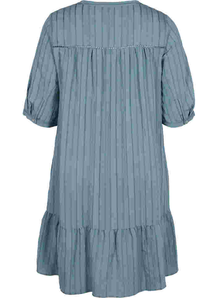 Stribet viskose kjole med blondebånd, Goblin Blue, Packshot image number 1