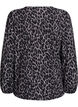 Bluse med lange &aelig;rmer og leoprint, Gr&aring;, Packshot image number 1