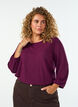 Bluse med struktur og 3/4 &aelig;rmer, Lilla, Model image number 0
