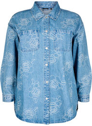 Denimjakke med blomster, Light Blue Denim