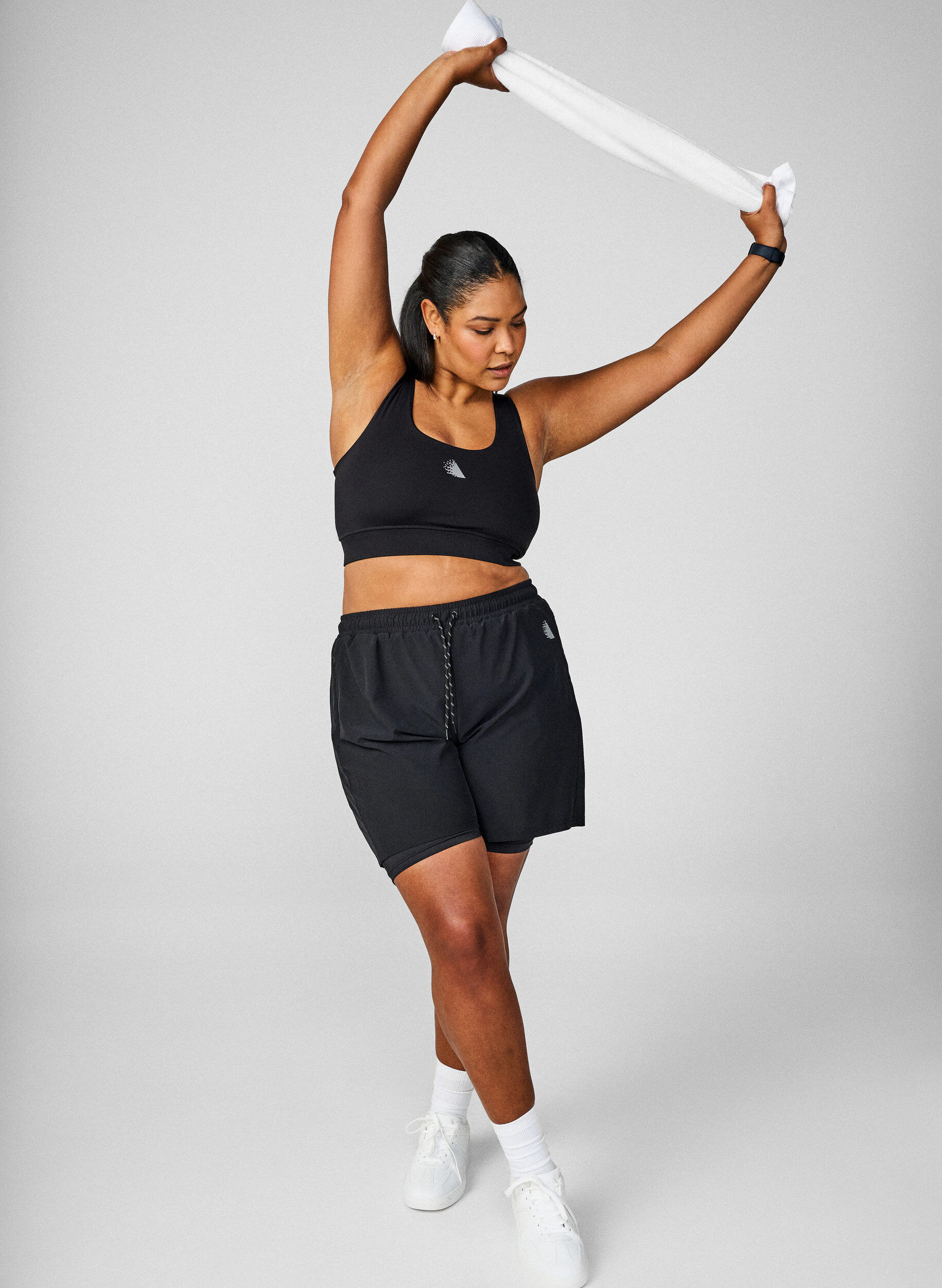 Zizzi Tr&aelig;ningsshorts med indershorts, Sort, Image image number 0