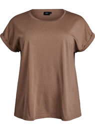 Kort&aelig;rmet t-shirt i bomuldsblanding, Brun
