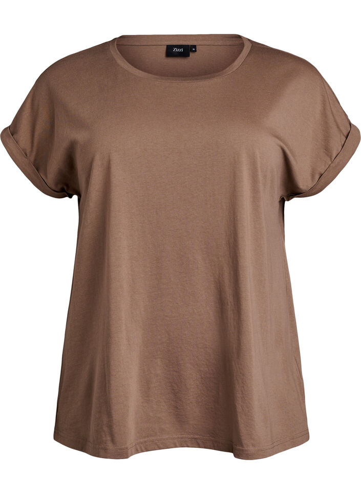 Kort&aelig;rmet t-shirt i bomuldsblanding, Brun, Packshot image number 0