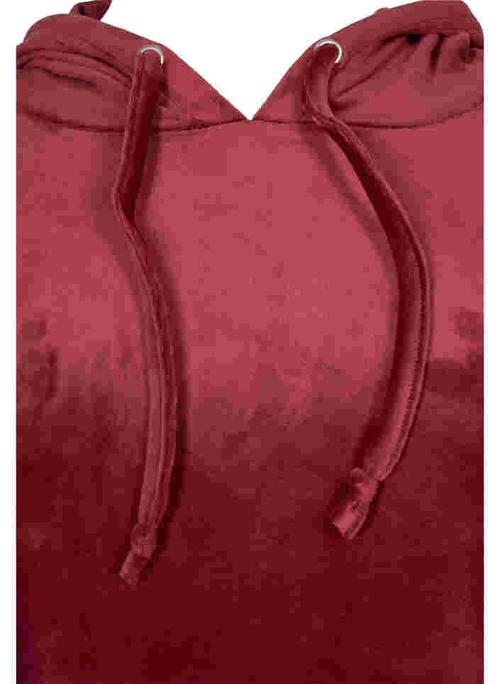 Velour sweatkjole med hætte, Cabernet, Packshot image number 2