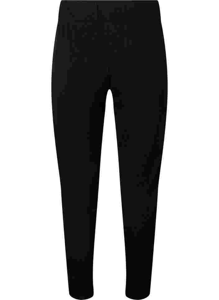 Ensfarvede bukser i bomuld, Black, Packshot image number 1