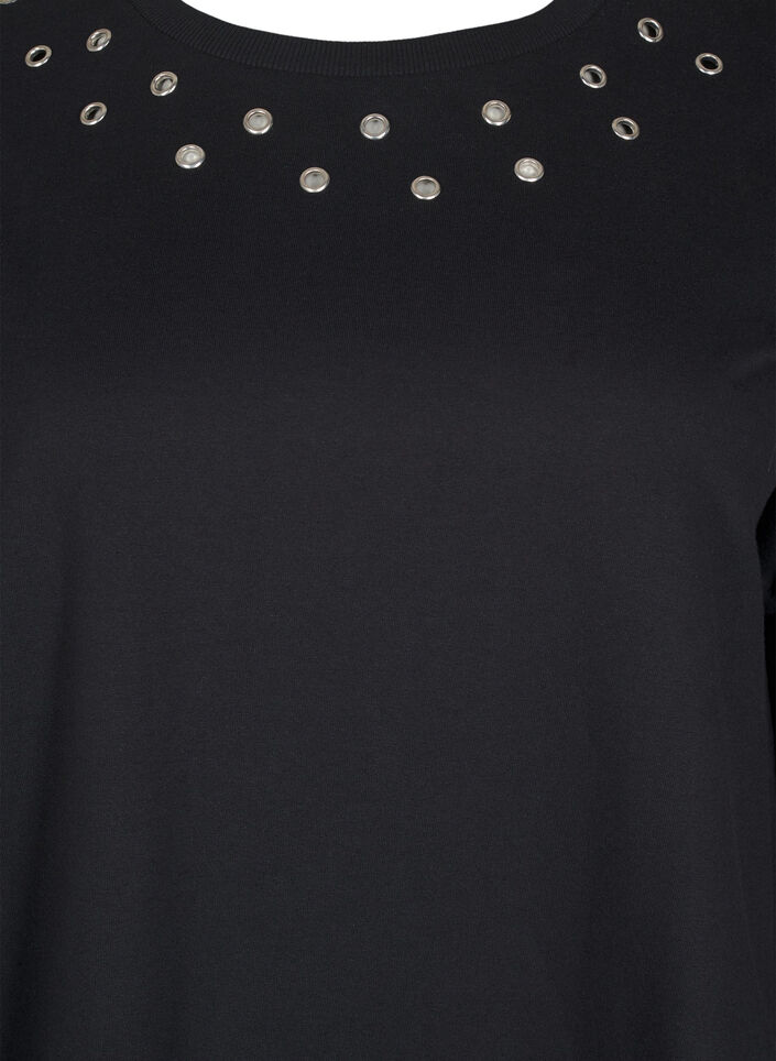 Sweat tunika med eyelets, Black, Packshot image number 2