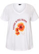 T-shirt i bomuld med frontprint og V-hals, Hvid, Packshot image number 0