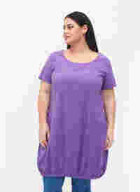 Kortærmet kjole i bomuld, Deep Lavender, Model