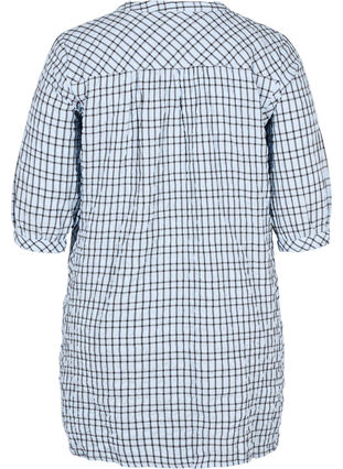 Ternet skjorte tunika med 3/4 ærmer, Light Blue Check , Packshot image number 1