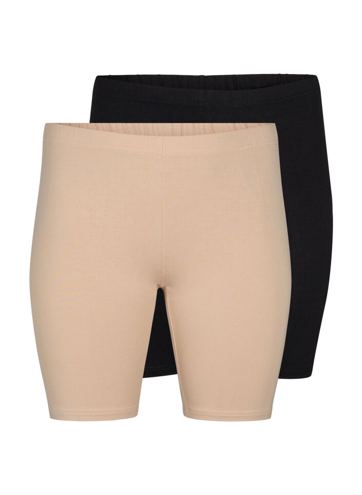 2-pak cykelshorts i viskose, Beige, Packshot image number 0