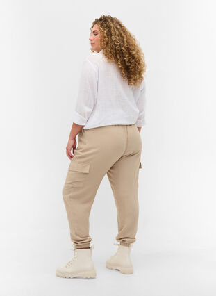 Løse viskose bukser med store lommer, Oxford Tan, Model image number 1