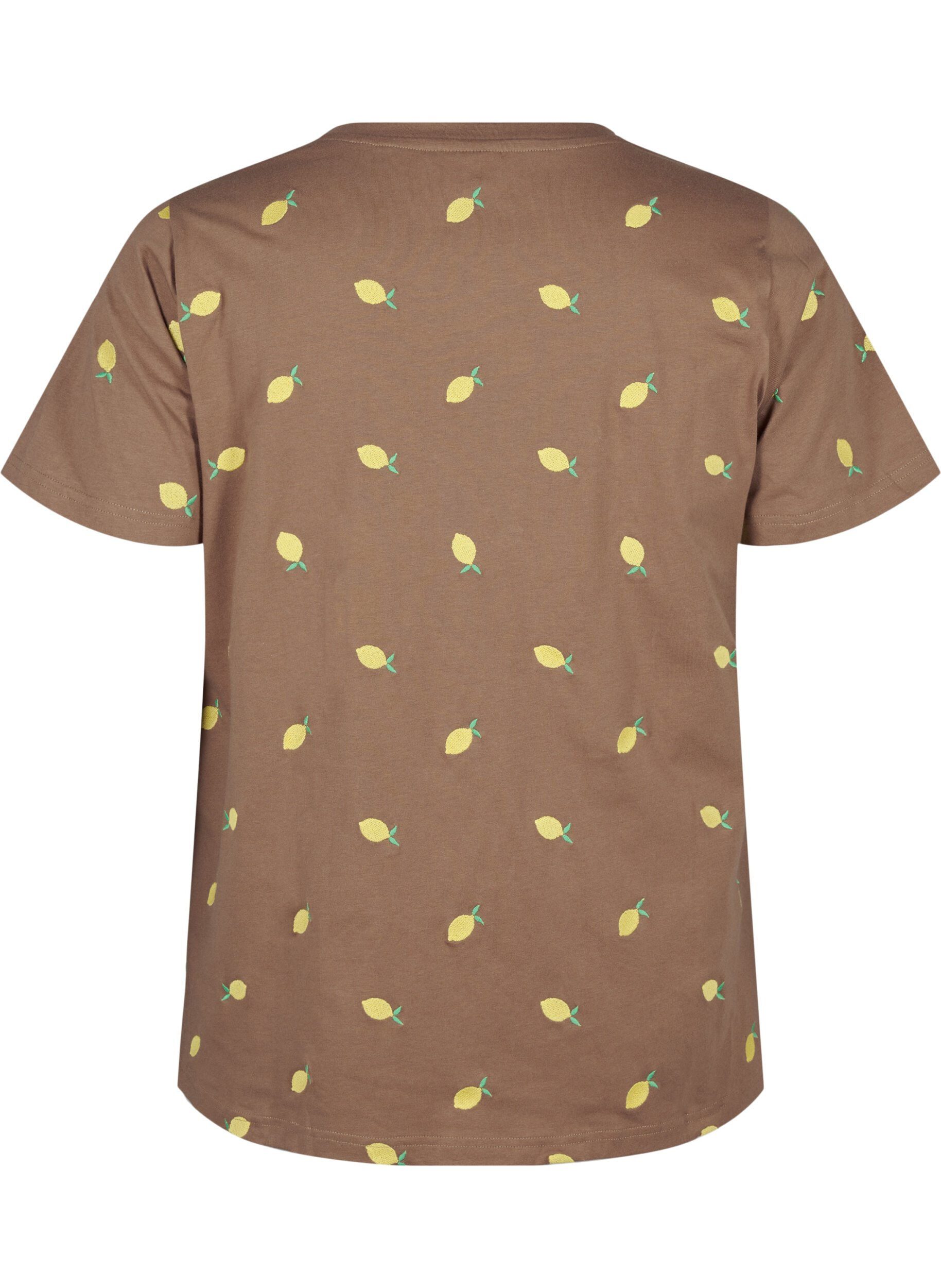 Zizzi T-shirt i &oslash;kologisk bomuld med citroner., Coca M. Lemon Emb., Packshot image number 1