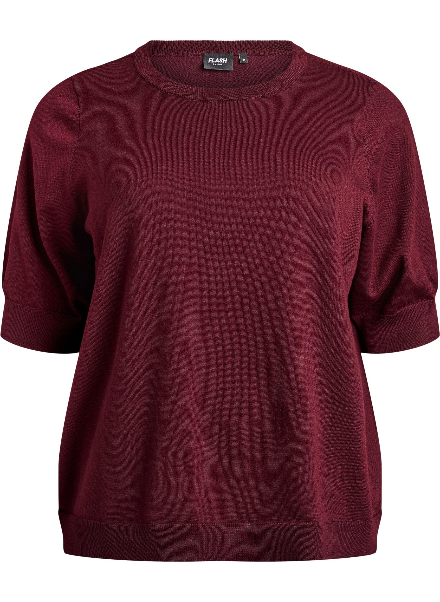 FLASH - Finstrikket bluse med korte &aelig;rmer