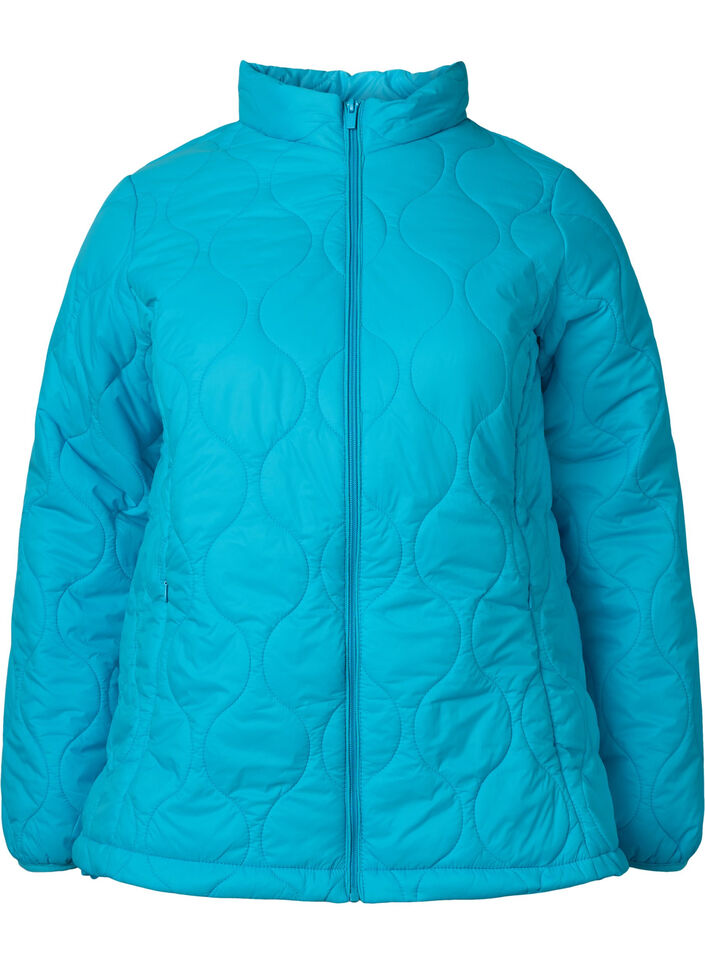 Quiltet jakke med lynlås og lommer , River Blue, Packshot image number 0