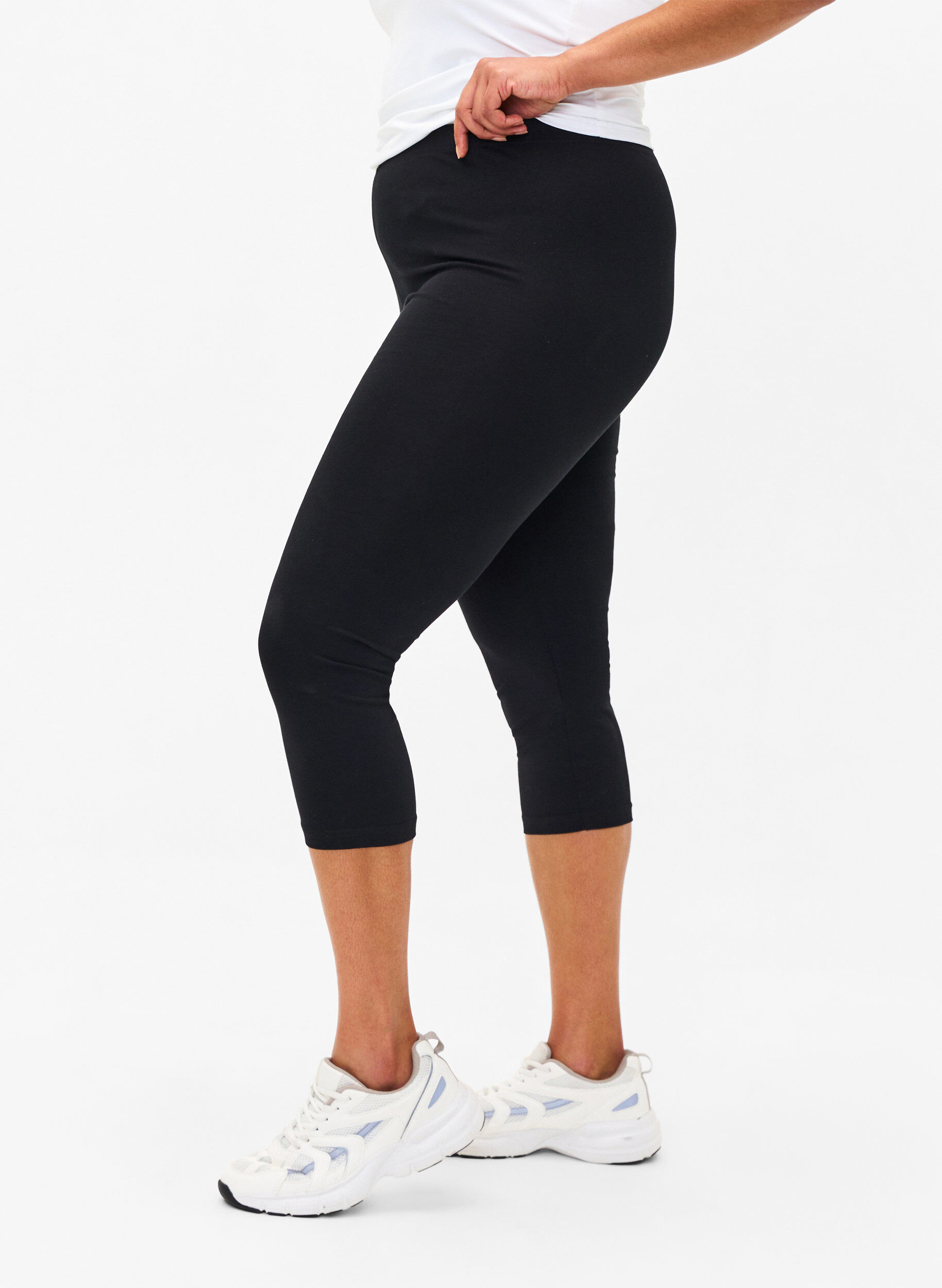 FLASH - 2-pak 3/4 leggings i bomuld, Sort, Model