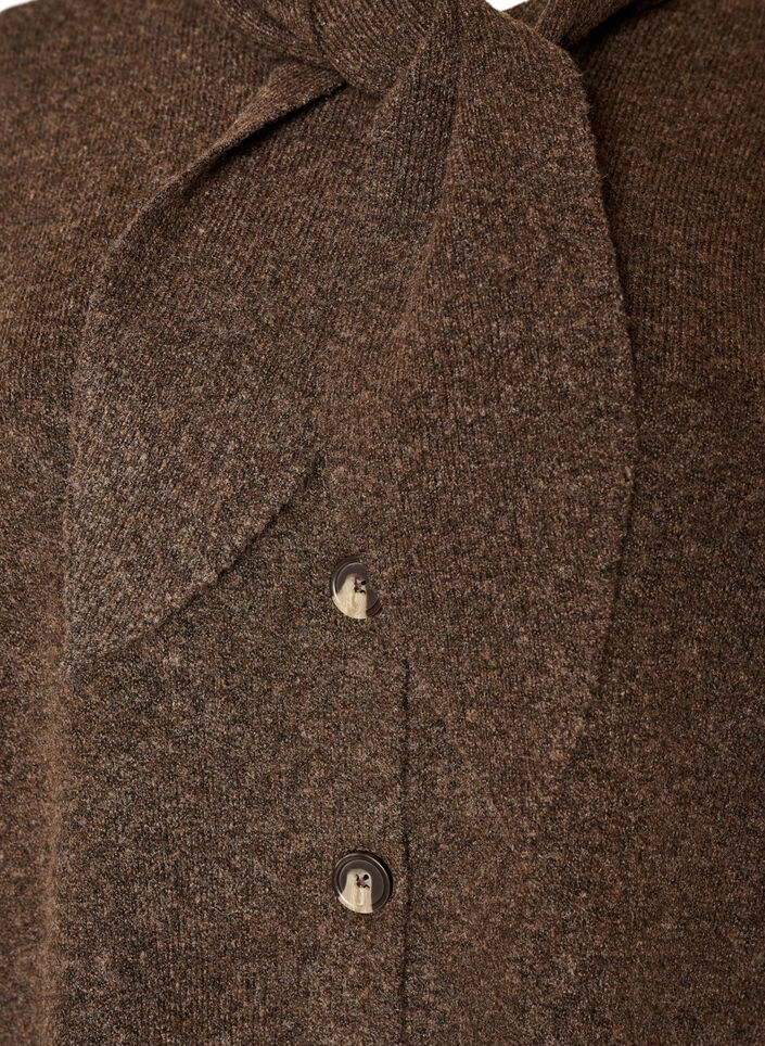 Cardigan med sl&oslash;jfeb&aring;nd og knapper, Brun, Packshot image number 2