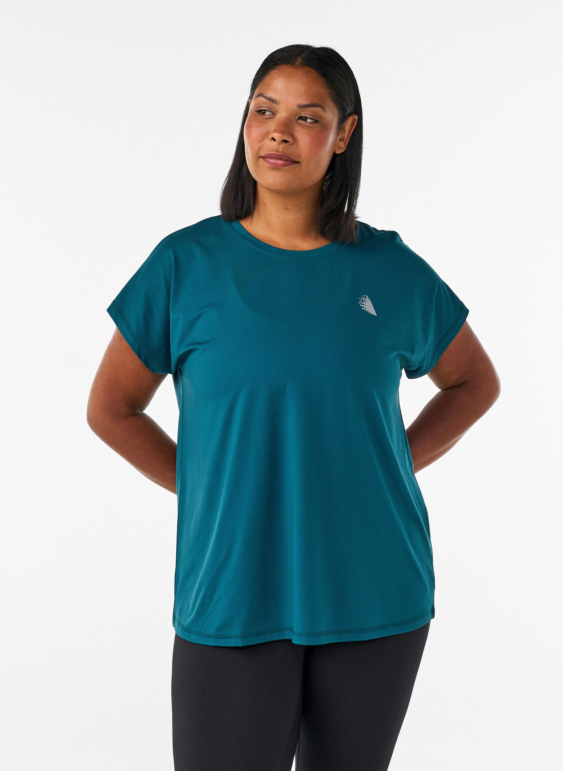 Ensfarvet tr&aelig;nings t-shirt, Gr&oslash;n, Model