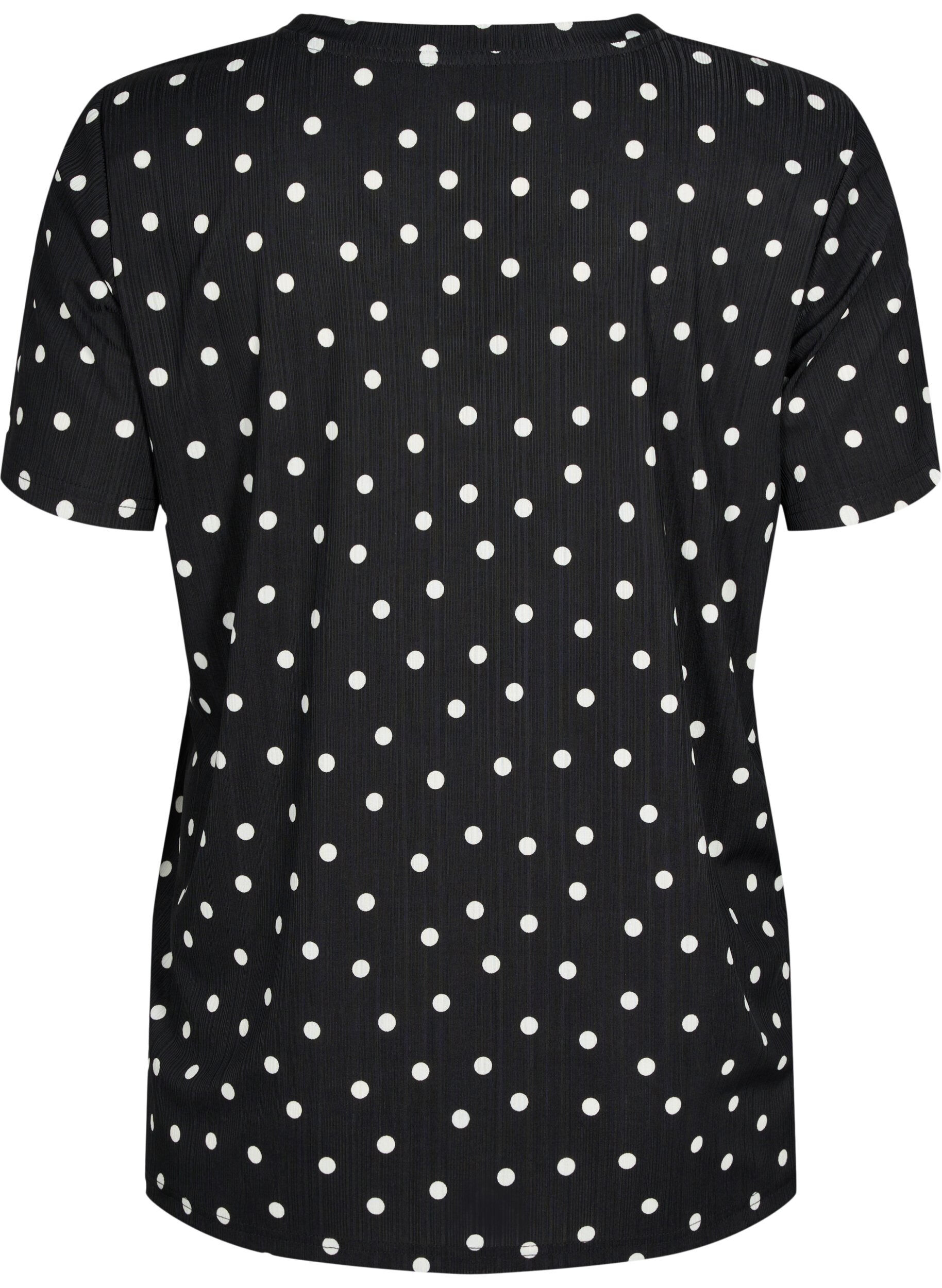 Zizzi FLASH - Printet t-shirt med v-hals, Black Dot, Packshot image number 1