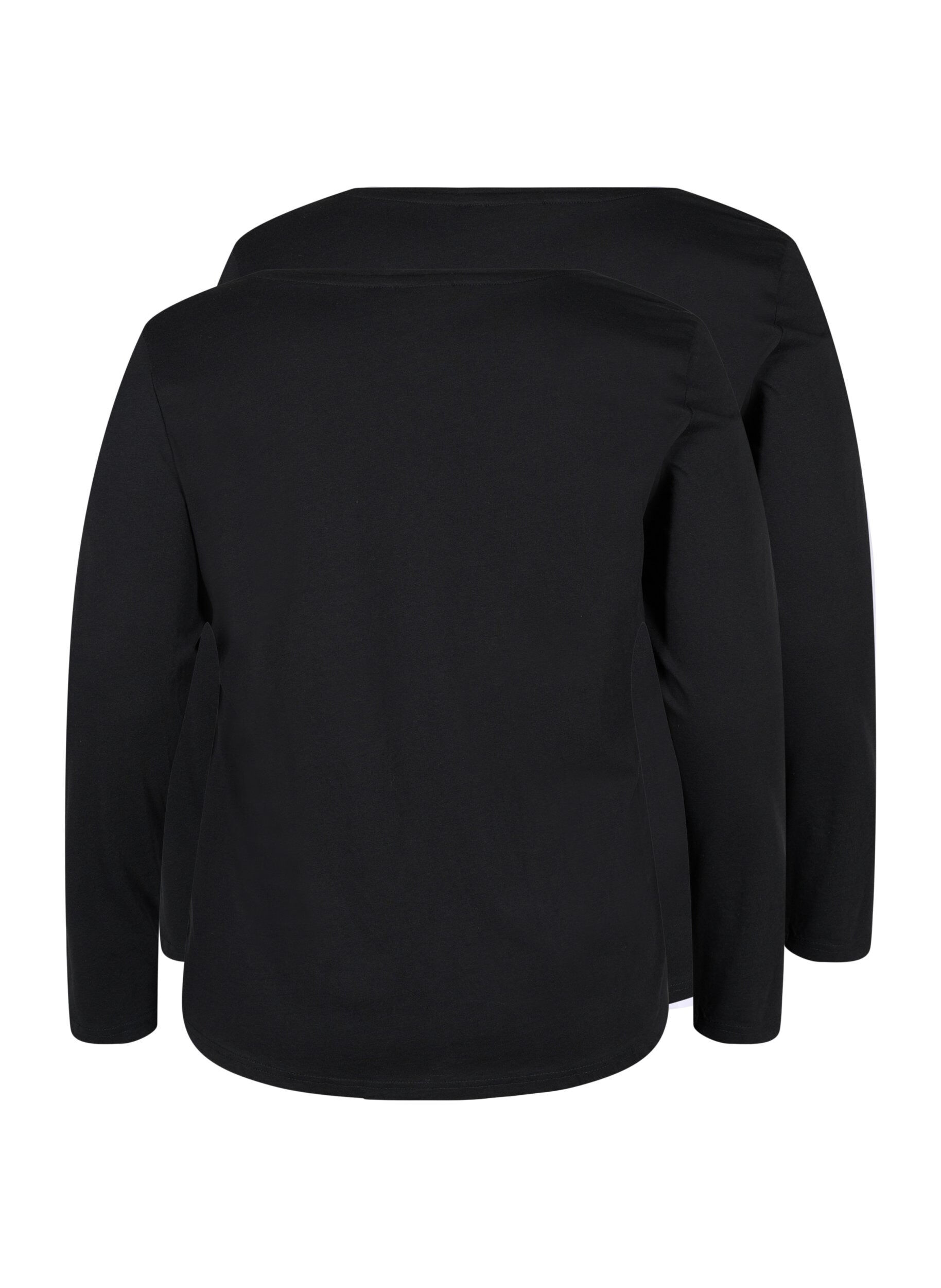 Zizzi 2-pak basis bluse i bomuld, Black/Black, Packshot image number 1