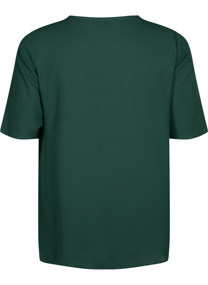 V-hals bluse med lynlås, Scarab, Packshot image number 1